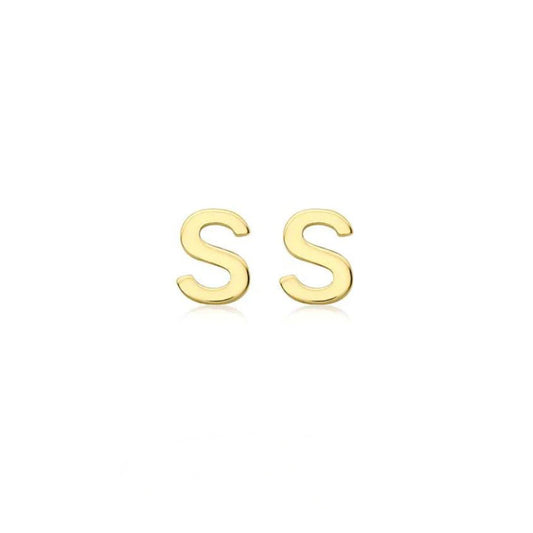 9ct Yellow Gold Petite Initial 'S' Earring