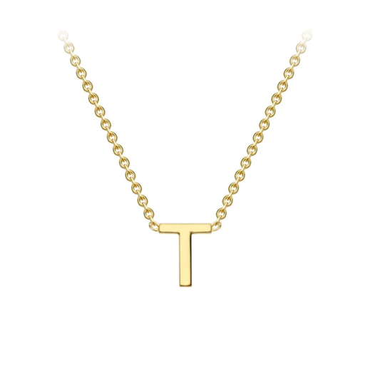 9ct Yellow Gold Petite Initial 'T' Necklace