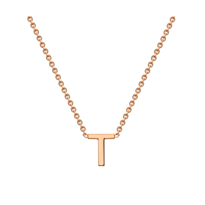 9ct Rose Gold Petite Initial 'T' Necklace