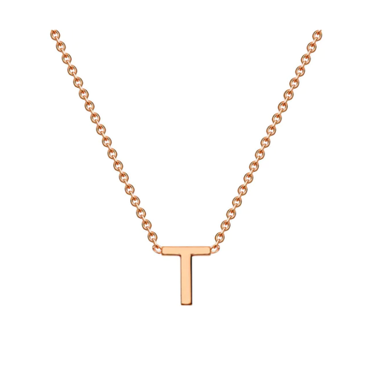 9ct Rose Gold Petite Initial 'T' Necklace