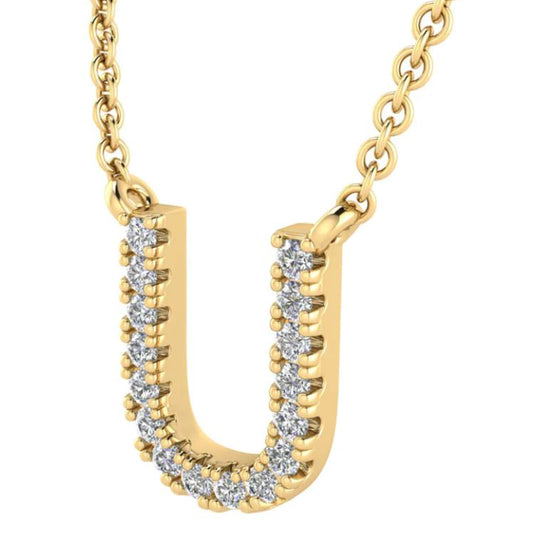 9ct Yellow Gold Initial 'U' with 0.06ct Diamond Necklace