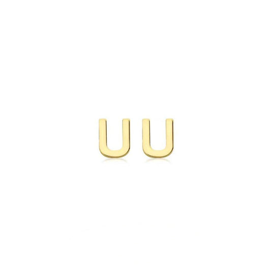 9ct Yellow Gold Petite Initial 'U' Earring