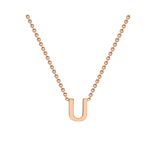 9ct Rose Gold Petite Initial 'U' Necklace