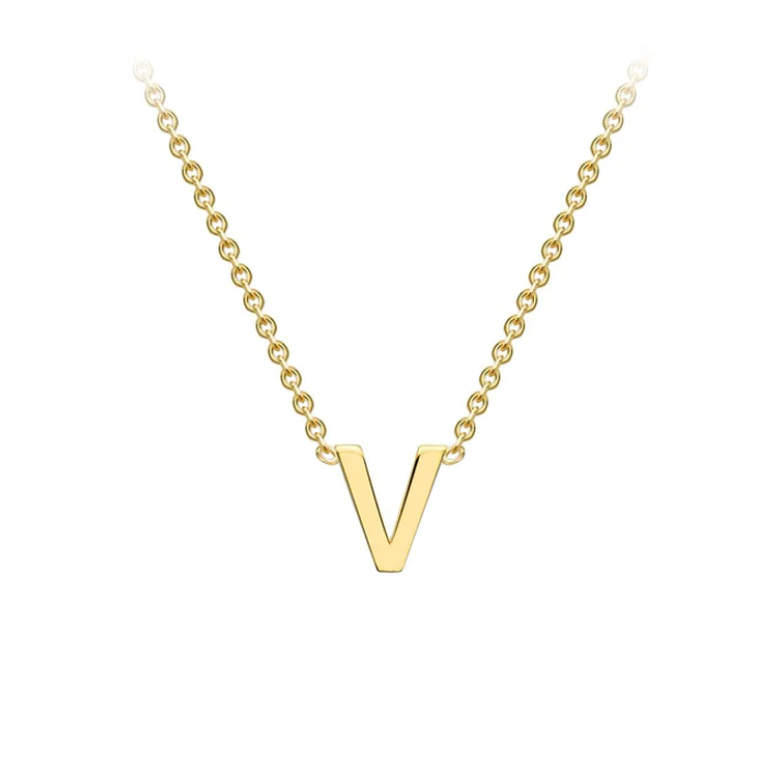 9ct Yellow Gold Petite Initial 'V' Necklace