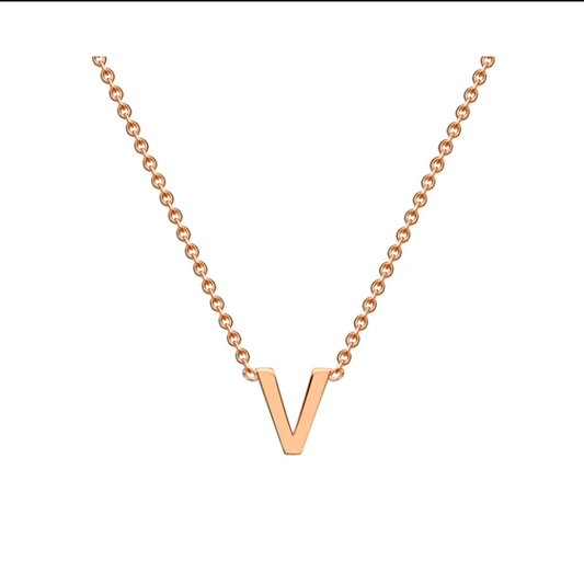 9ct Rose Gold Petite Initial 'V' Necklace