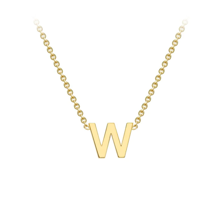 9ct Yellow Gold Petite Initial 'W' Necklace