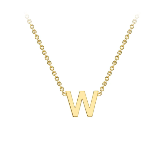 9ct Yellow Gold Petite Initial 'W' Necklace