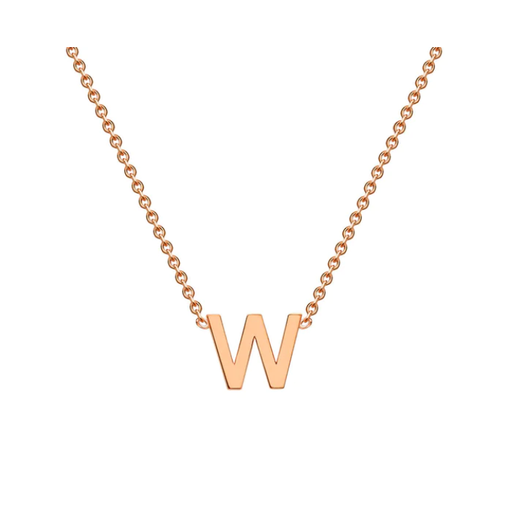 9ct Rose Gold Petite Initial 'W' Necklace