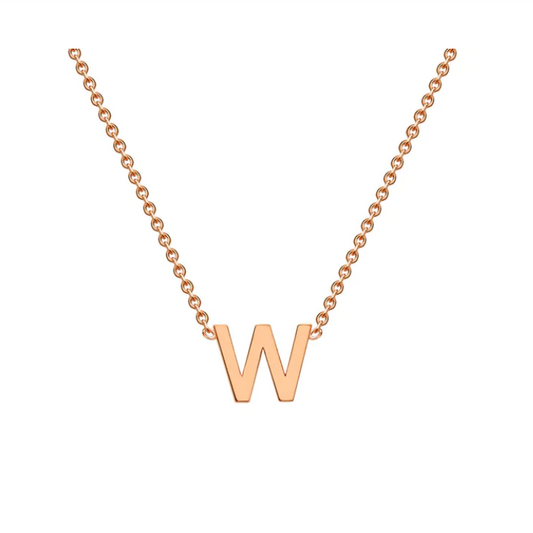 9ct Rose Gold Petite Initial 'W' Necklace