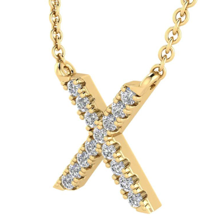 9ct Yellow Gold Initial 'X' with 0.06ct Diamond Necklace