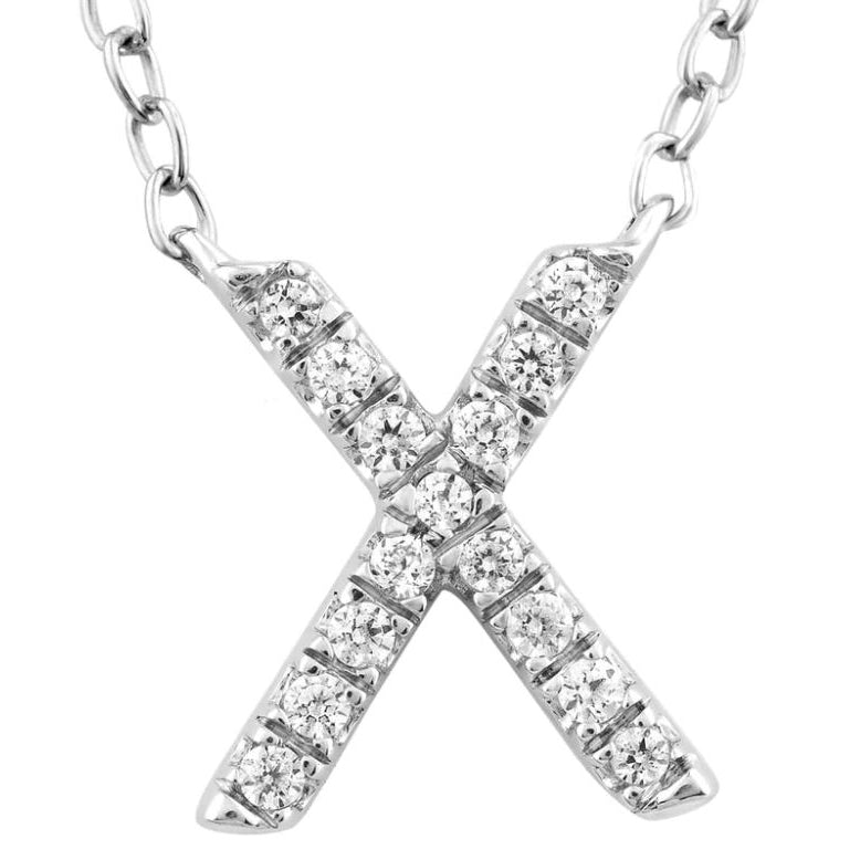 9ct White Gold Initial 'X' with 0.06ct Diamond Necklace