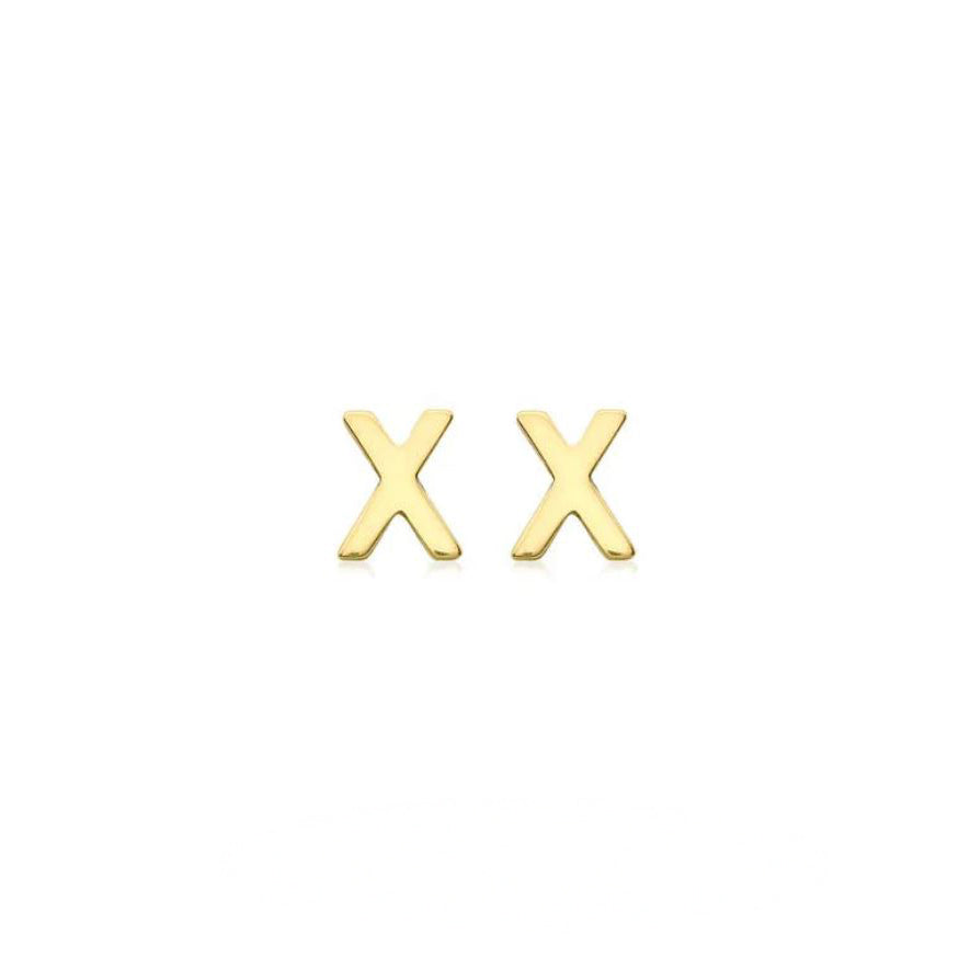 9ct Yellow Gold Petite Initial 'X' Earring