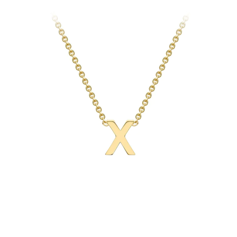 9ct Yellow Gold Petite Initial 'X' Necklace