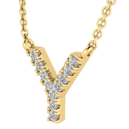 9ct Yellow Gold Initial 'Y' with 0.06ct Diamond Necklace