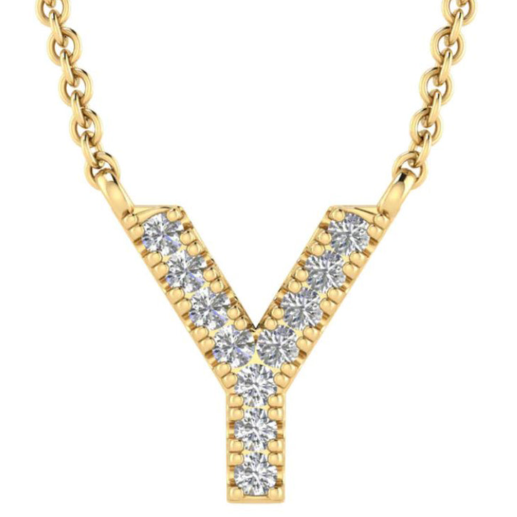 9ct Yellow Gold Initial 'Y' with 0.06ct Diamond Necklace