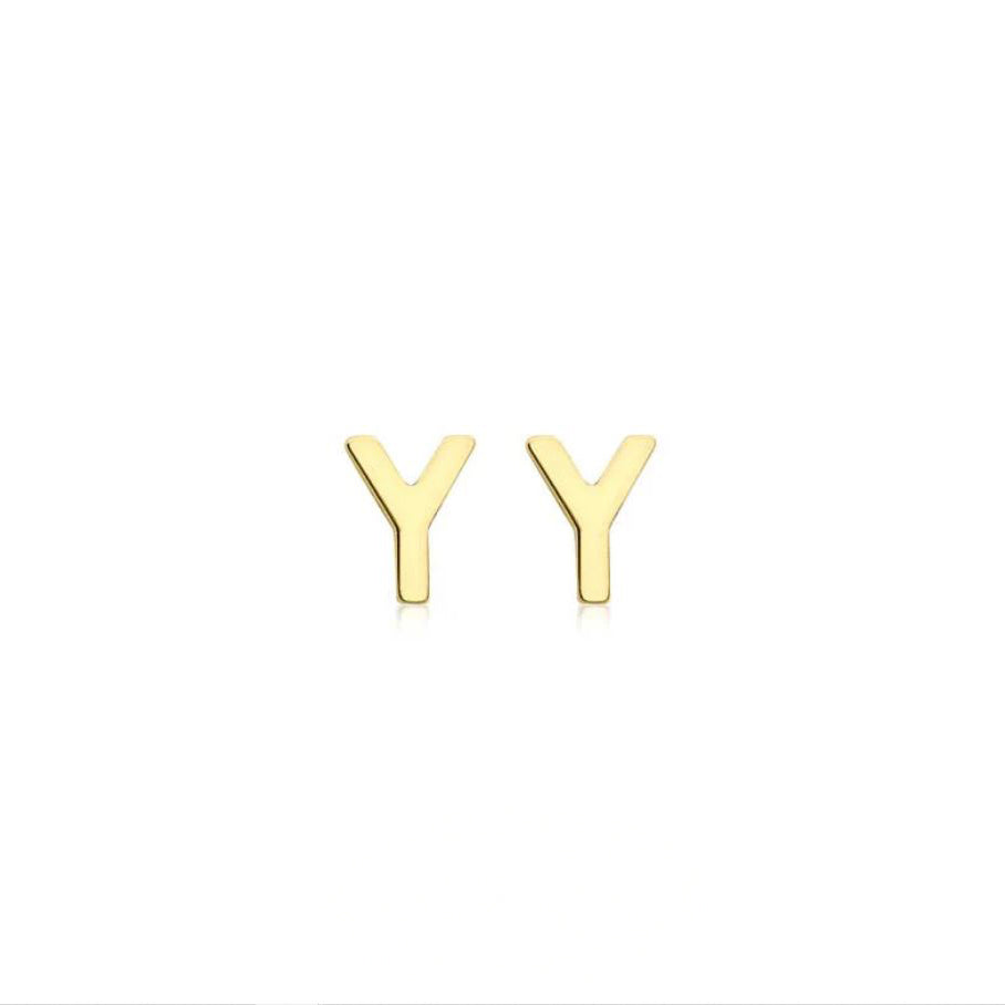 9ct Yellow Gold Petite Initial 'Y' Earring