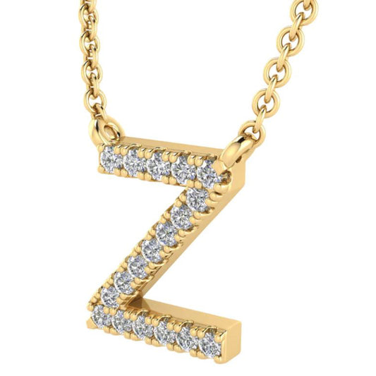 9ct Yellow Gold Initial 'Z' with 0.06ct Diamond Necklace