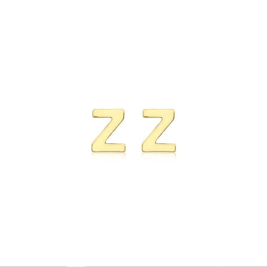 9ct Yellow Gold Petite Initial 'Z' Earring
