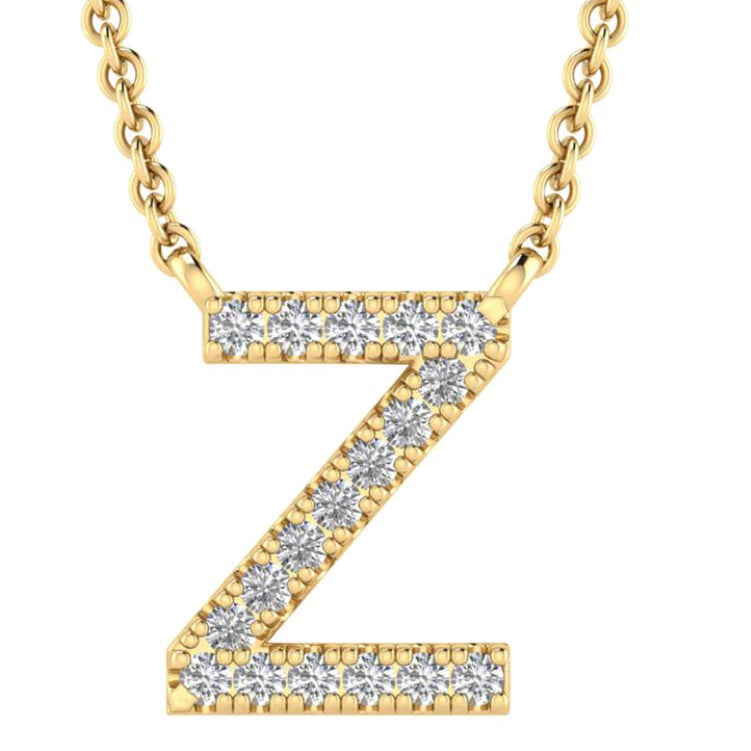 9ct Yellow Gold Initial 'Z' with 0.06ct Diamond Necklace