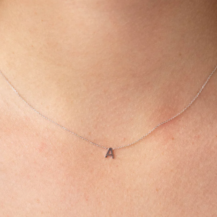 9ct White Gold Petite Initial 'A' Necklace