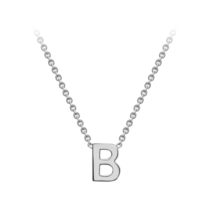 9ct White Gold Petite Initial 'B' Necklace