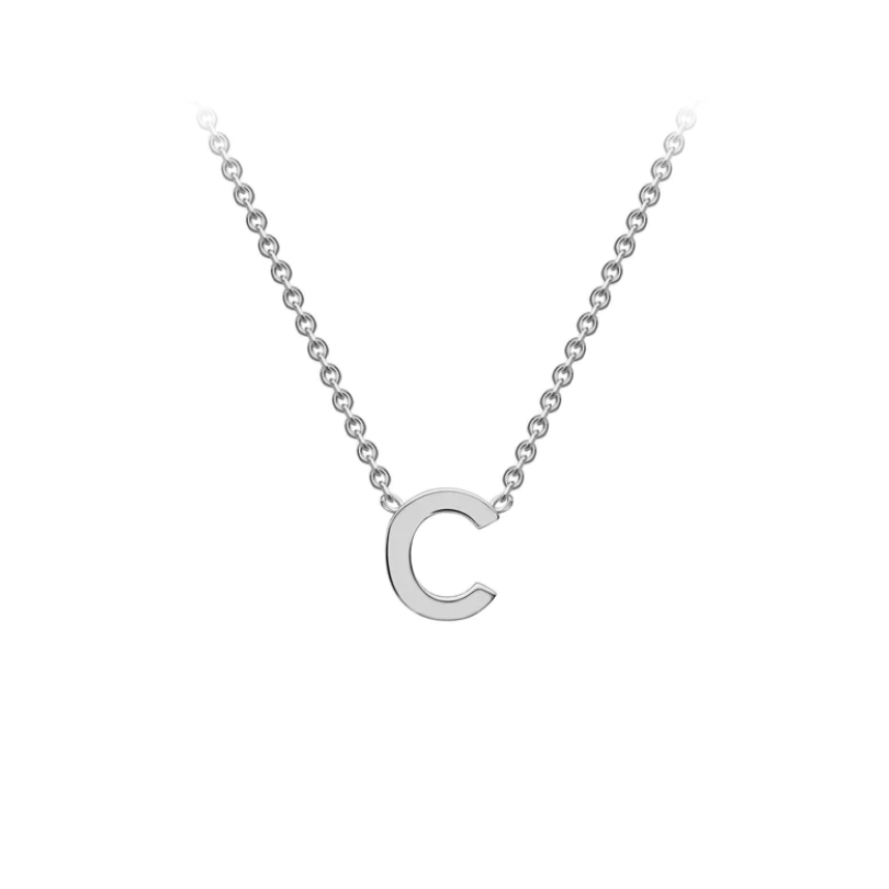 9ct White Gold Petite Initial 'C' Necklace