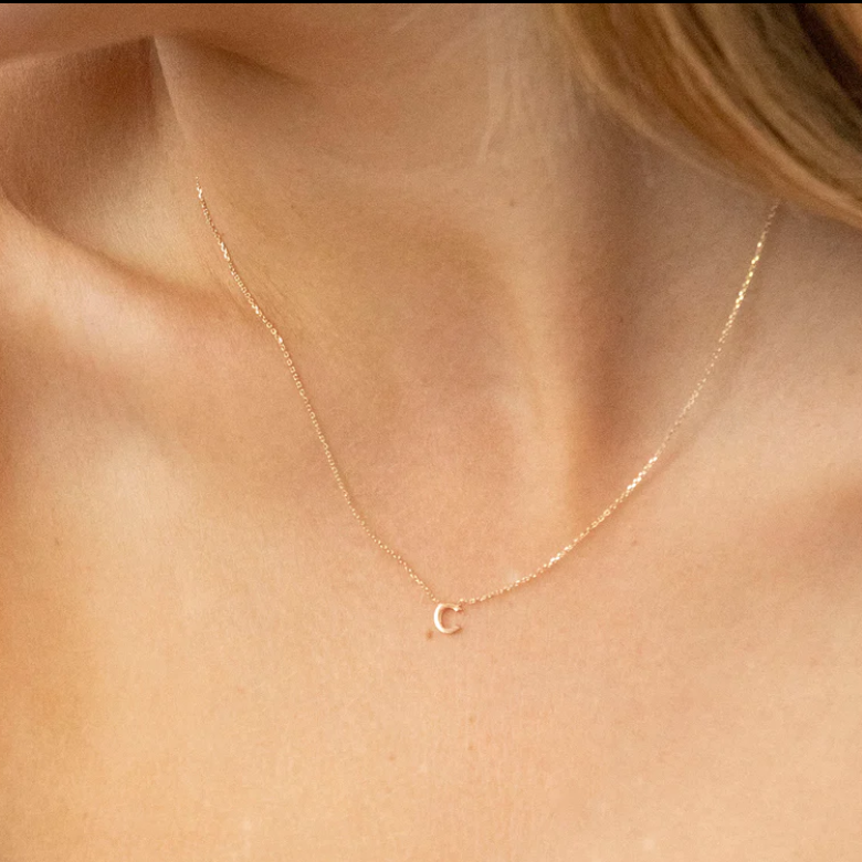 9ct Yellow Gold Petite Initial 'C' Necklace