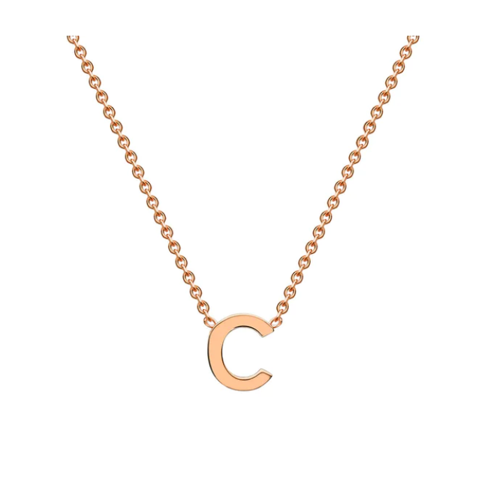 9ct Rose Gold Petite Initial 'C' Necklace