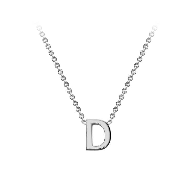 9ct White Gold Petite Initial 'D' Necklace