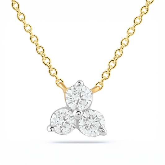 'Drie' Yellow Gold Pendant Necklace with 0.15ct Diamonds