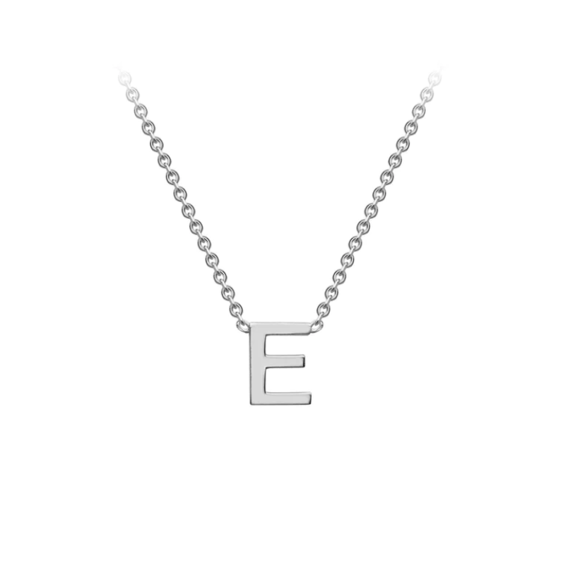 9ct White Gold Petite Initial 'E' Necklace