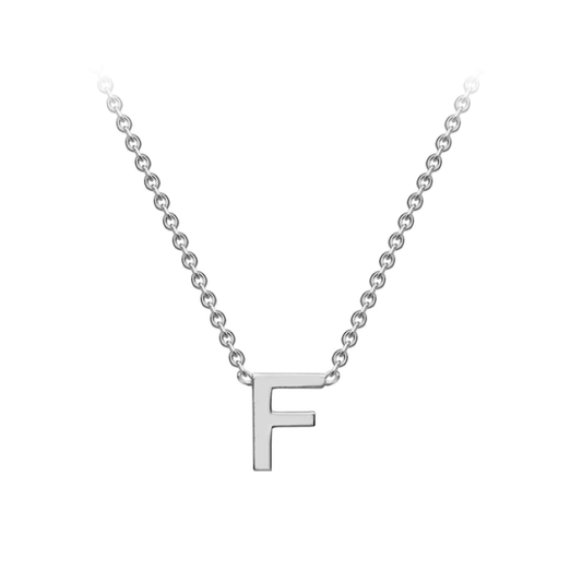 9ct White Gold Petite Initial 'F' Necklace