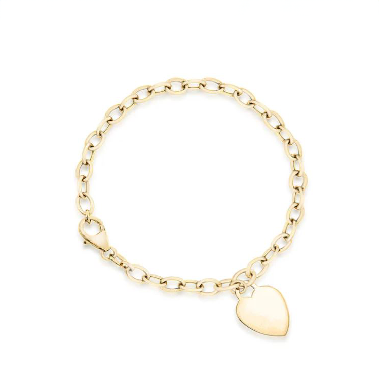 'Carina' Yellow Gold Heart Belcher Chain Bracelet