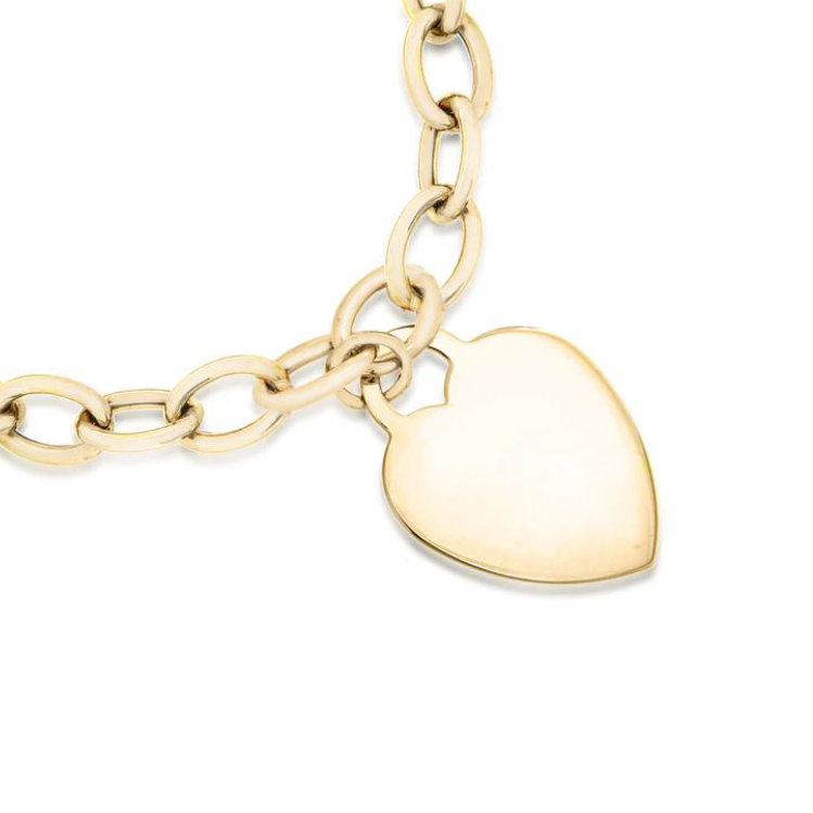 'Carina' Yellow Gold Heart Belcher Chain Bracelet