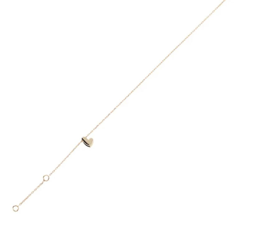 'Zemra' Yellow Gold heart drop bracelet