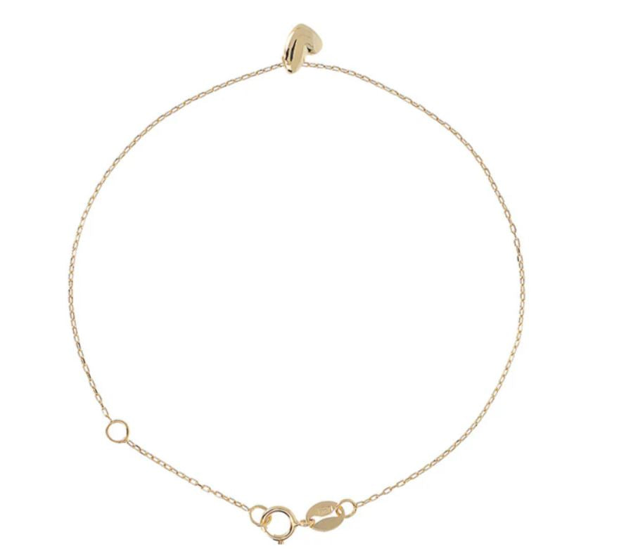 'Zemra' Yellow Gold heart drop bracelet