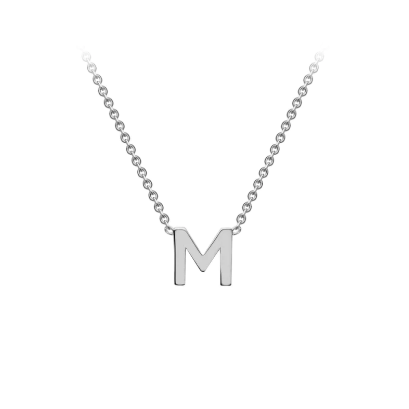 9ct White Gold Petite Initial 'M' Necklace