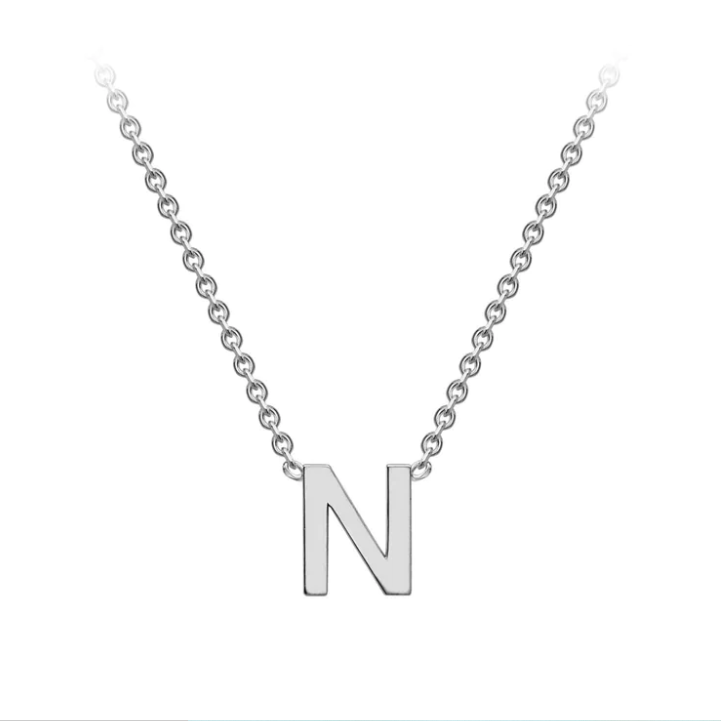 9ct White Gold Petite Initial 'N' Necklace