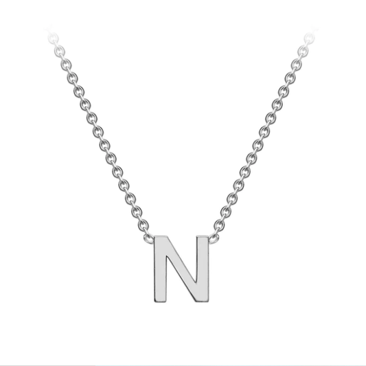 9ct White Gold Petite Initial 'N' Necklace