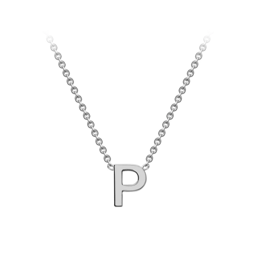 9ct White Gold Petite Initial 'P' Necklace