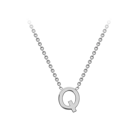 9ct White Gold Petite Initial 'Q' Necklace