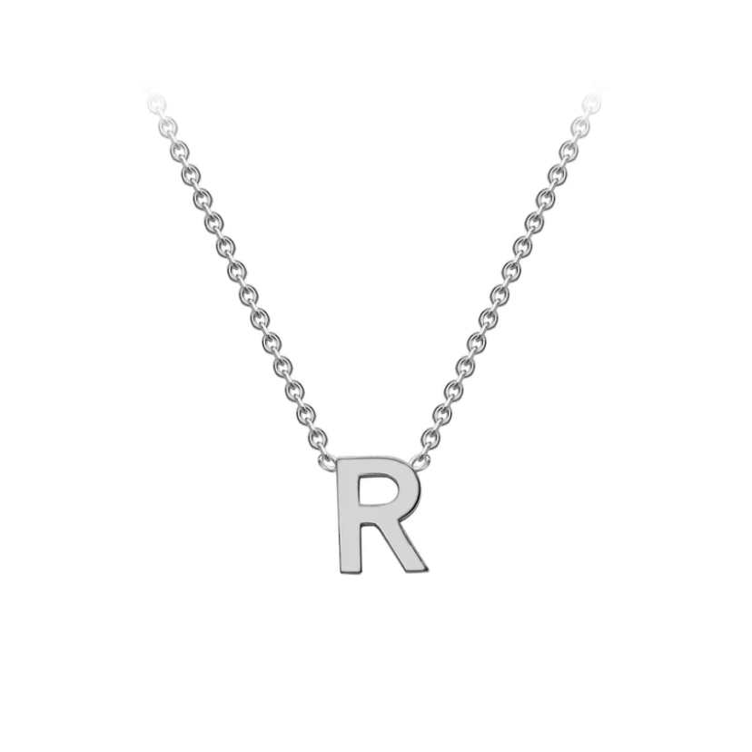 9ct White Gold Petite Initial 'R' Necklace