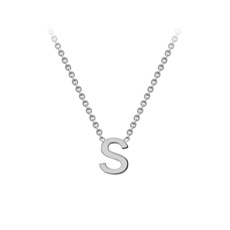 9ct White Gold Petite Initial 'S' Necklace