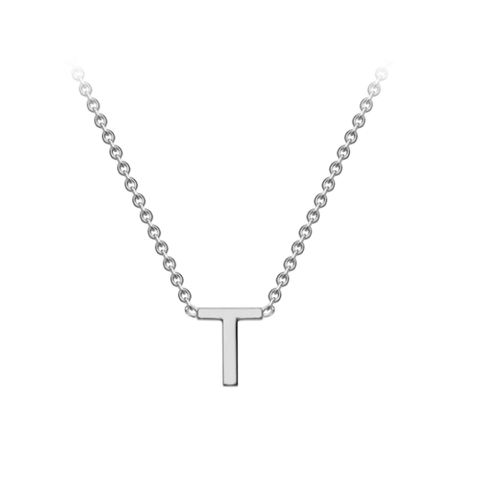 9ct White Gold Petite Initial 'T' Necklace