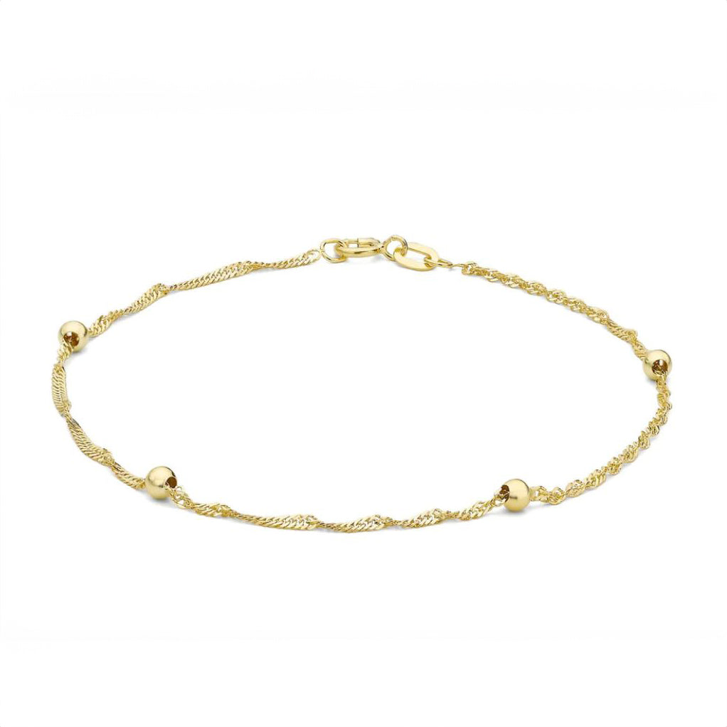 'Auriel' Yellow Gold twist chain bracelet with ball charms