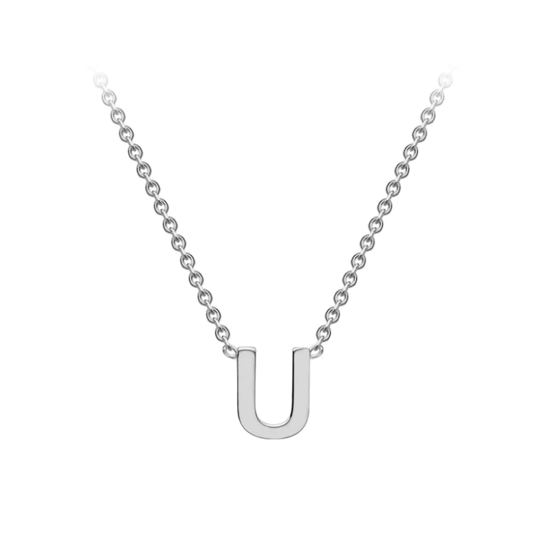 9ct White Gold Petite Initial 'U' Necklace