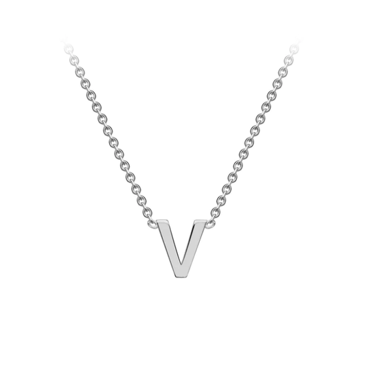 9ct White Gold Petite Initial 'V' Necklace