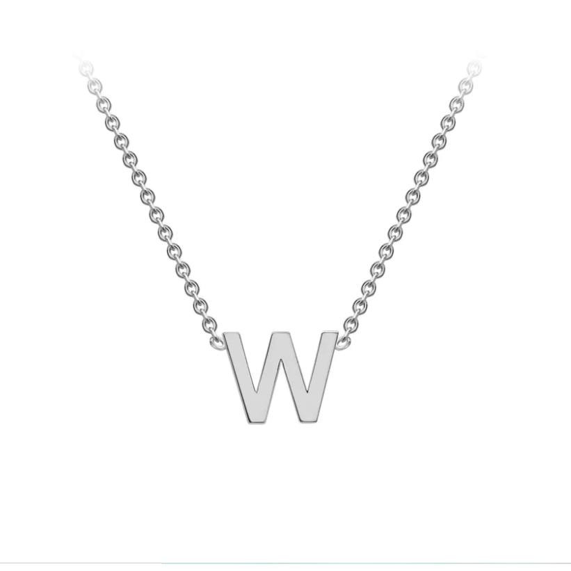 9ct White Gold Petite Initial 'W' Necklace