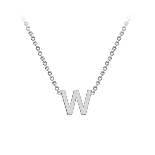 9ct White Gold Petite Initial 'W' Necklace