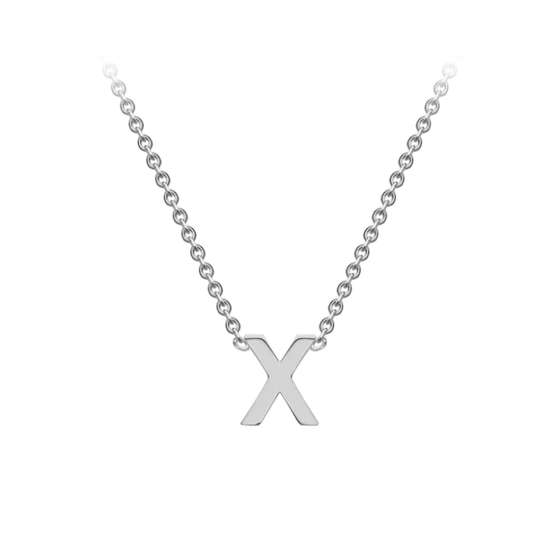 9ct White Gold Petite Initial 'X' Necklace